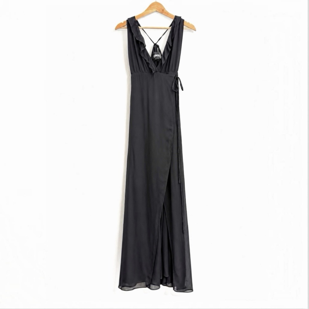 Reformation Black Maxi Wrap Dress - Flaw
